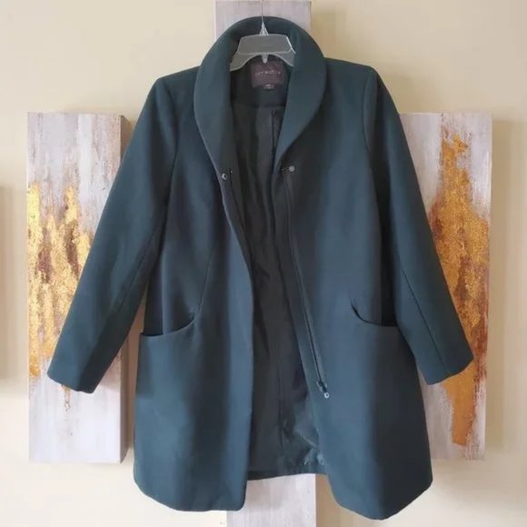 Covington Women's Hunter Green Mid Length Zip Up Coat SZ L - Picture 3 of 11